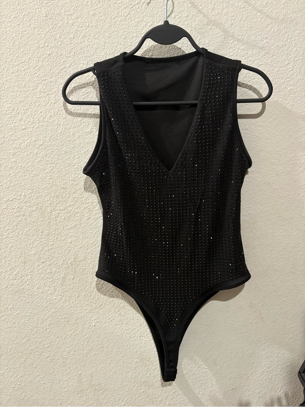 Liz Claiborne Black Sleeveless Rhinestone One-Piece Bodysuit